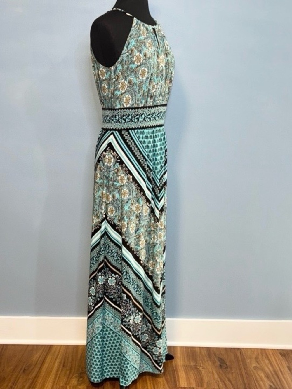 Turquoise Halter Maxi Dress - Picture 15 of 15